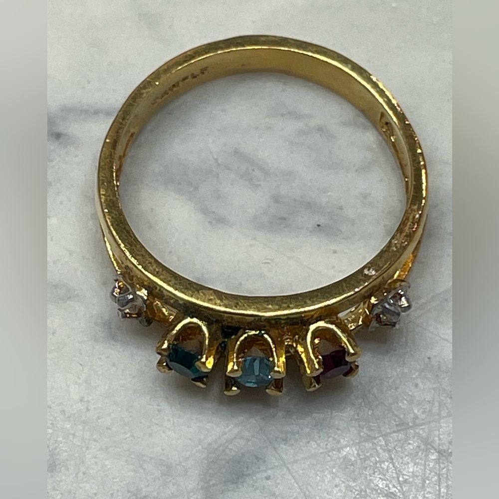 Vintage Sample Mother’s Ring Gold Plated Brass Size 6 Birthstone Style - Picture 11 of 13
